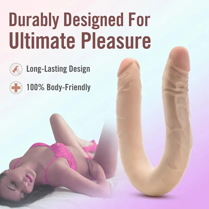Dr Skin Plus Posable Double Dong 165in Beige Blush Novelties Dildos