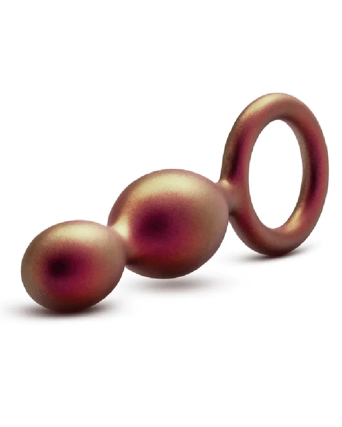 Matrix Soft Silicone Duo Anal Beads with Finger Loop Blush Male Sex Toys