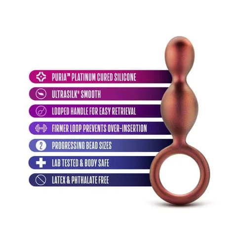 Matrix Soft Silicone Duo Anal Beads with Finger Loop Blush Male Sex Toys