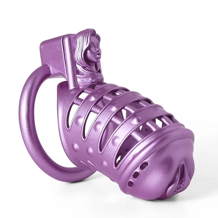 Sissy Purple Spiked 3D Printing Pussy Vaginal CHASTITY CAGE CO Vibrators