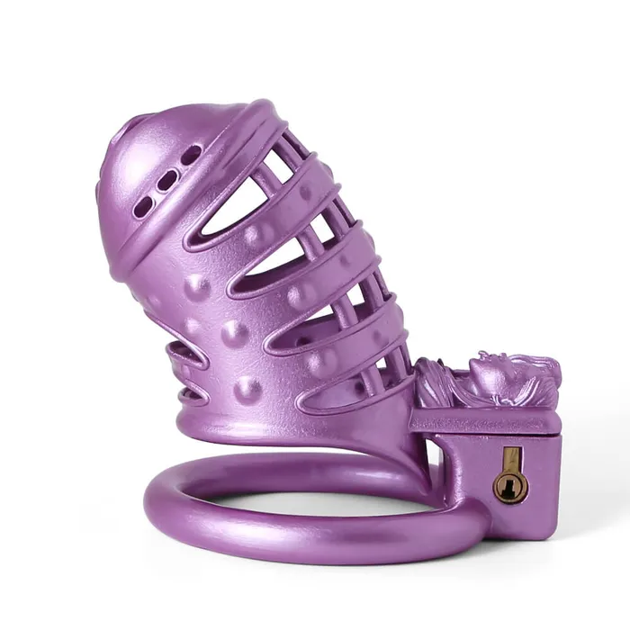 Sissy Purple Spiked 3D Printing Pussy Vaginal CHASTITY CAGE CO Vibrators