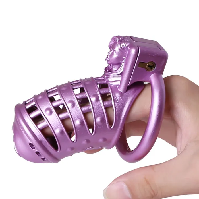 Sissy Purple Spiked 3D Printing Pussy Vaginal CHASTITY CAGE CO Vibrators