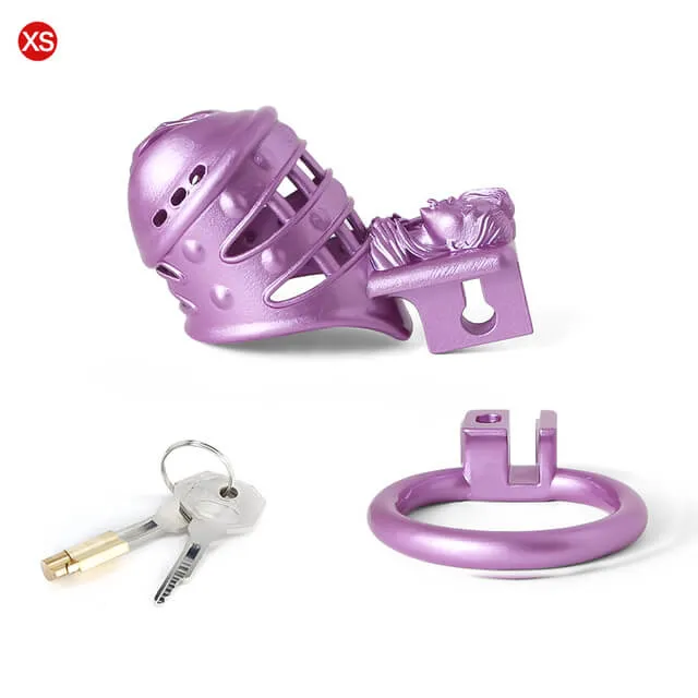 Sissy Purple Spiked 3D Printing Pussy Vaginal CHASTITY CAGE CO Vibrators