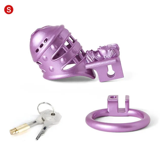 Sissy Purple Spiked 3D Printing Pussy Vaginal CHASTITY CAGE CO Vibrators