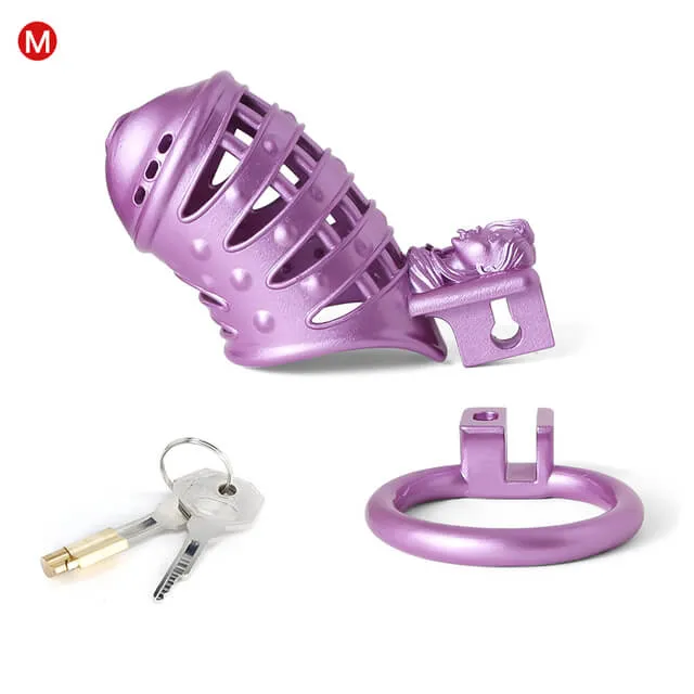 Sissy Purple Spiked 3D Printing Pussy Vaginal CHASTITY CAGE CO Vibrators