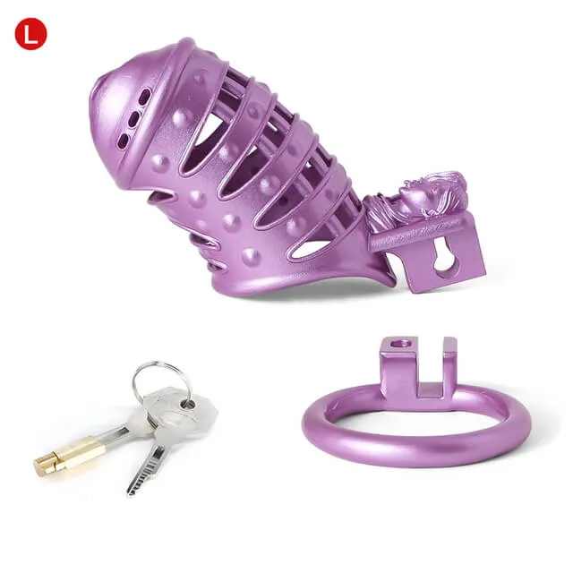 Sissy Purple Spiked 3D Printing Pussy Vaginal CHASTITY CAGE CO Vibrators