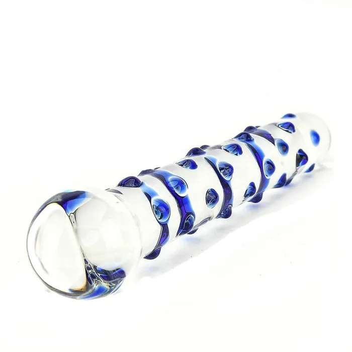 Female Sex Toys Loving Joy Spectrum Nubby Textured Glass Dildo with 6 Insertable Length Stimulating Textured Surface