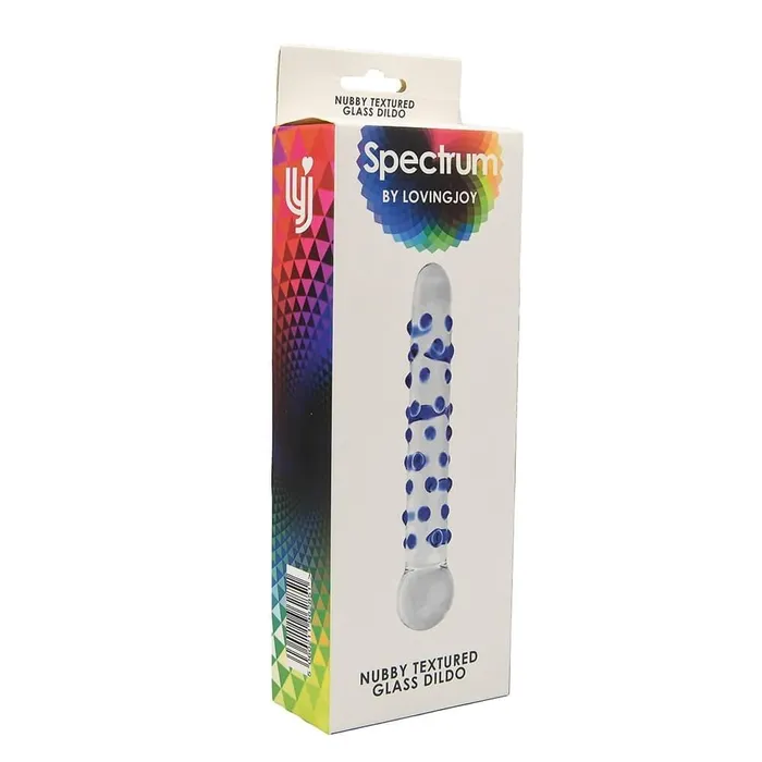 Female Sex Toys Loving Joy Spectrum Nubby Textured Glass Dildo with 6 Insertable Length Stimulating Textured Surface