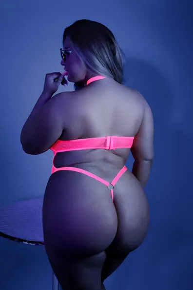 Glow All Nighter Bodysuit with Open Back Queen Size Fantasy Lingerie Male Sex Toys