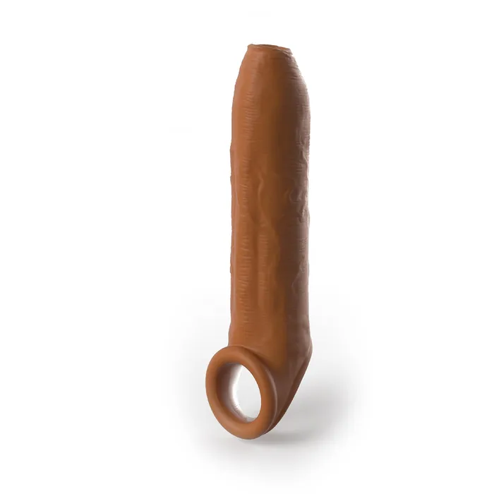 Pipedream Uncut 7 Extension Sleeve wStrap Tan Male Sex Toys