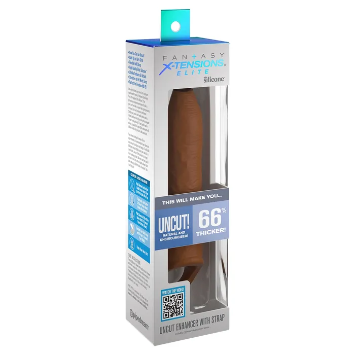 Pipedream Uncut 7 Extension Sleeve wStrap Tan Male Sex Toys Pipedream Uncut 7 Extension Sleeve wStrap Tan Male Sex Toys