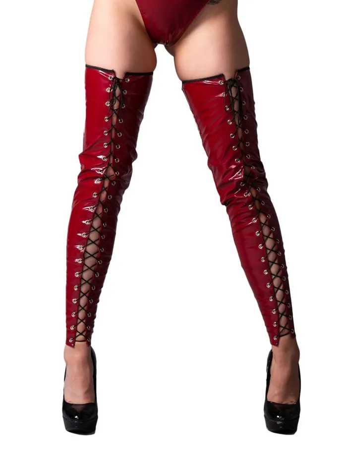 Black Lace up PVC Footless Stockings HonourSkintwocom Anal