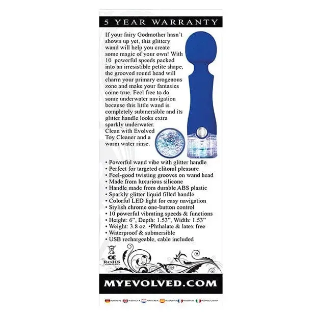 Evolved Vibrators Evolved Dazzle Rechargeable Wand with Light Up Glitter Handle