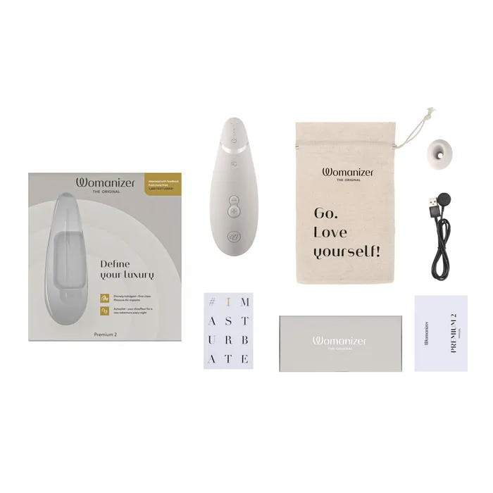 Female Sex Toys Womanizer Womanizer Premium 2 Clitoral Stimulator Warm Gray