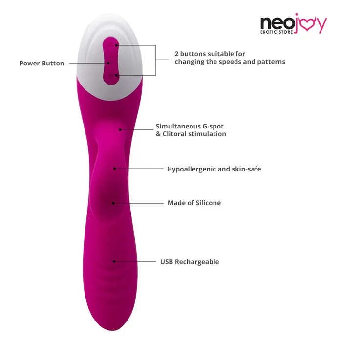 Neojoy Vibrators Neojoy Love Rabbit Silicone Rabbit Vibrator USB Rechargeable 5Speed 8Functions Pink
