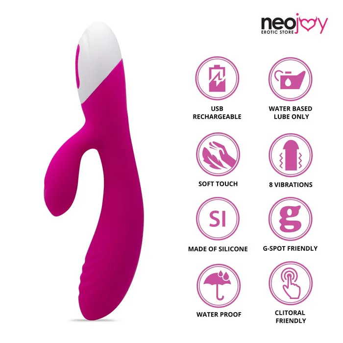 Neojoy Vibrators Neojoy Love Rabbit Silicone Rabbit Vibrator USB Rechargeable 5Speed 8Functions Pink