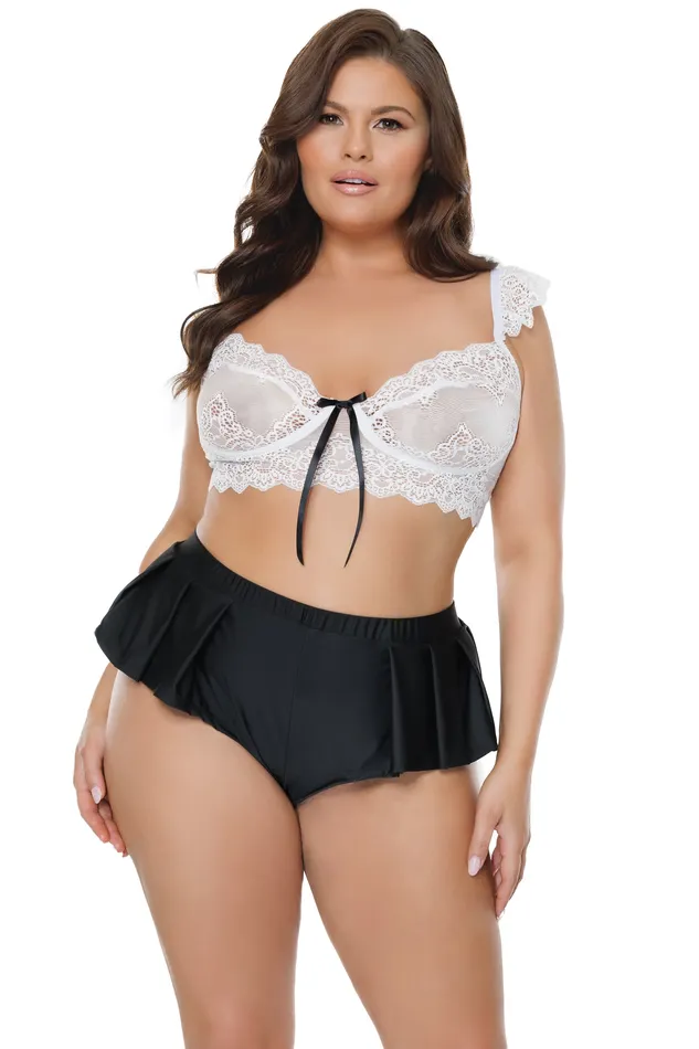 Anal Coquette Coquette 24132 Crop Top Shorts BlackWhite OSXL