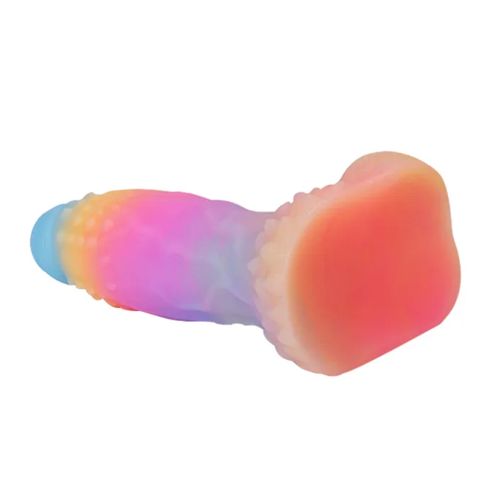 Fantasy Rainbow Warrior Platinum Silicone Dildo 74 Inch Glow In The Dark Platinum Silicone Series Dildos