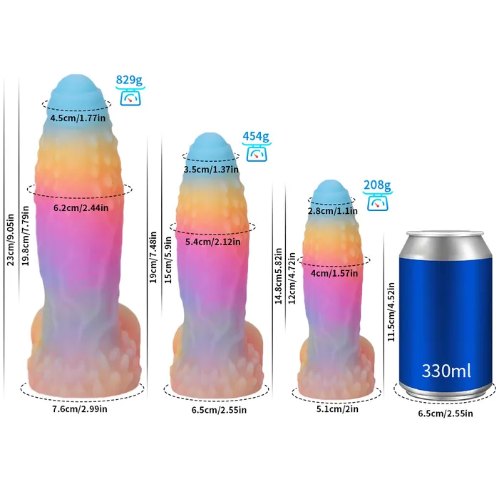 Fantasy Rainbow Warrior Platinum Silicone Dildo 74 Inch Glow In The Dark Platinum Silicone Series Dildos