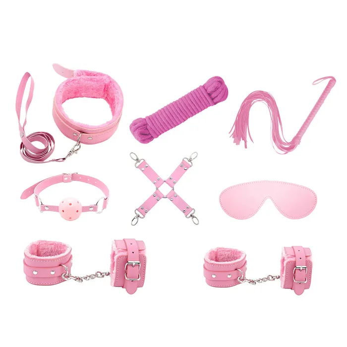 Love In Leather 9 Piece Bondage Kit Pink LOVE IN LEATHER Couples
