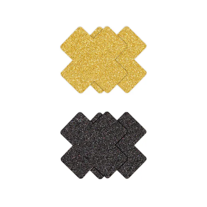 NS Novelties NS Novelties Pretty Pasties Cross 2 Pack Black Gold Anal