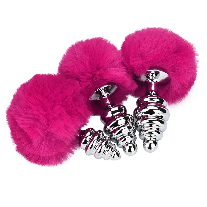 Anal Lovegasm Ribbed Aluminum Bunny Tail 3pcs Butt Trainer Set