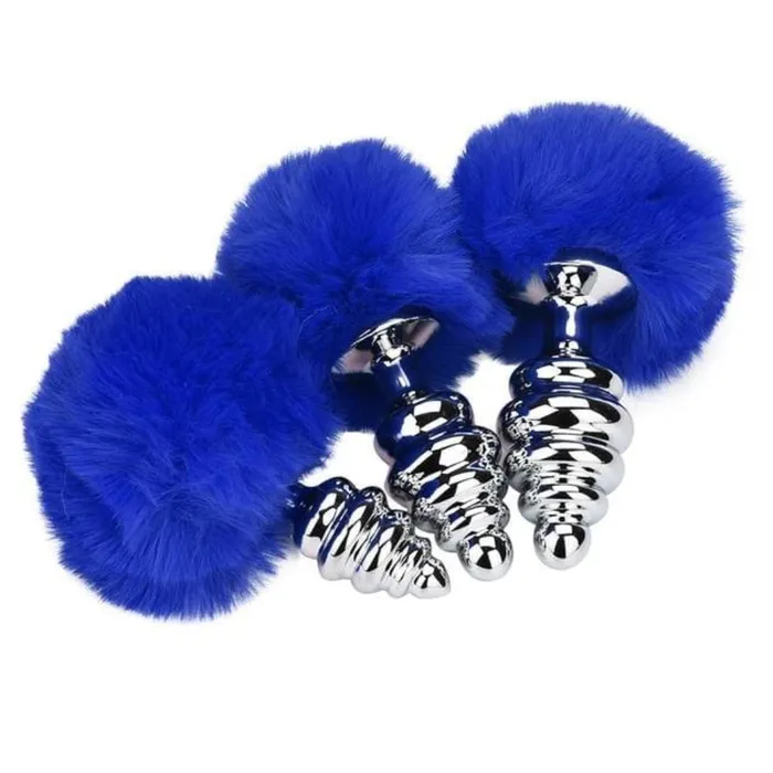 Anal Lovegasm Ribbed Aluminum Bunny Tail 3pcs Butt Trainer Set