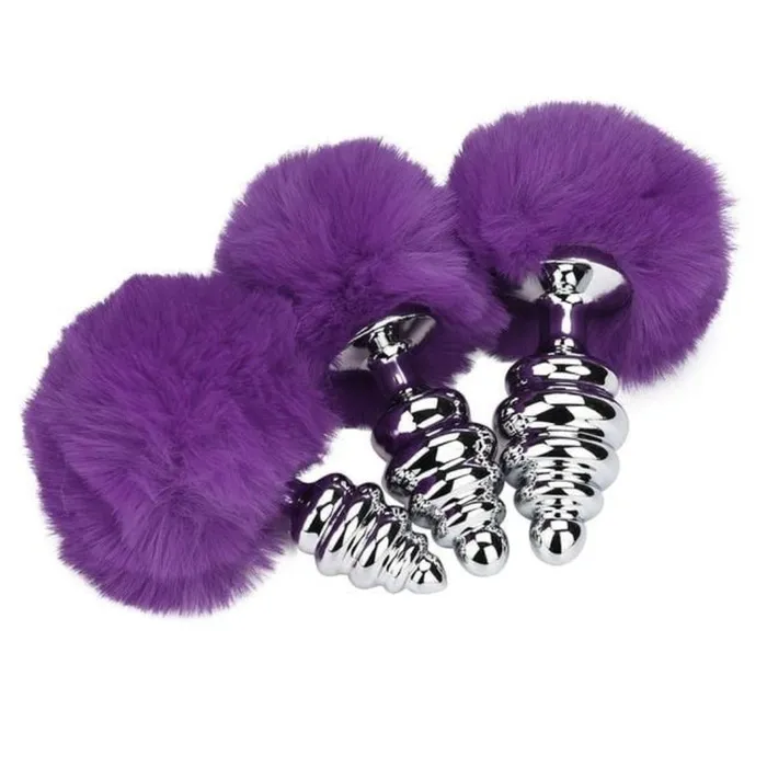 Anal Lovegasm Ribbed Aluminum Bunny Tail 3pcs Butt Trainer Set