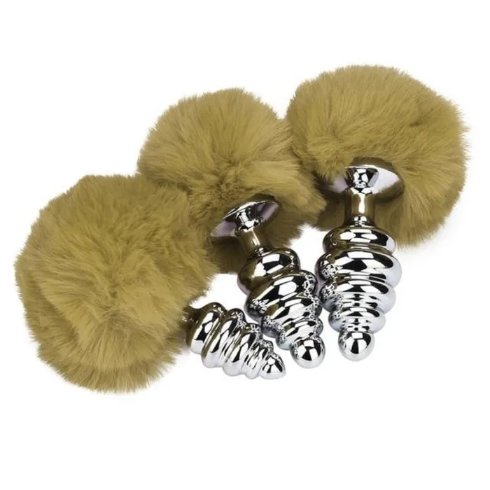 Anal Lovegasm Ribbed Aluminum Bunny Tail 3pcs Butt Trainer Set