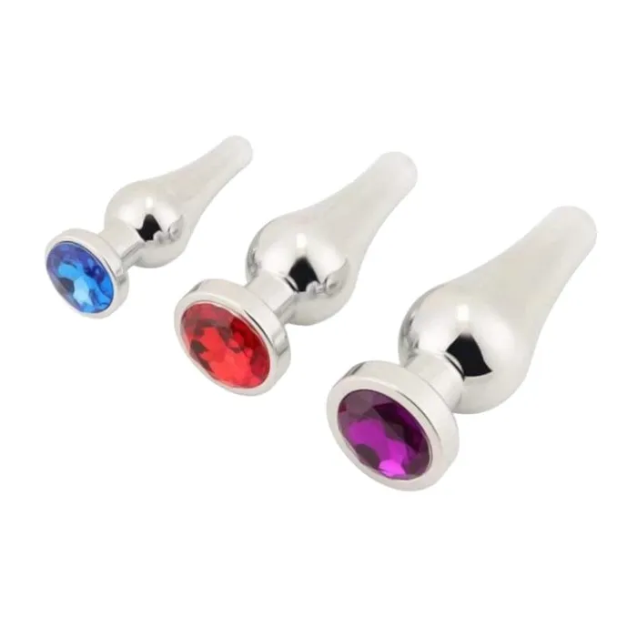 Love Plugs Anal Silver ConeShaped Princess Jeweled 3Piece Set Trainer Huge Love Plugs Anal Silver ConeShaped Princess Jeweled 3Piece Set Trainer Huge