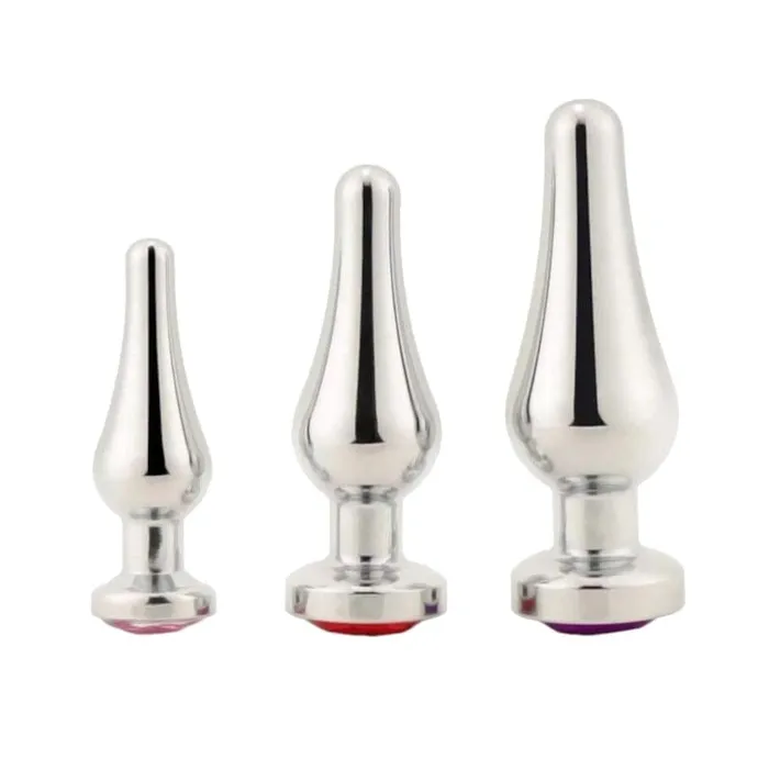 Love Plugs Anal Silver ConeShaped Princess Jeweled 3Piece Set Trainer Huge