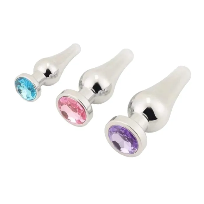 Love Plugs Anal Silver ConeShaped Princess Jeweled 3Piece Set Trainer Huge