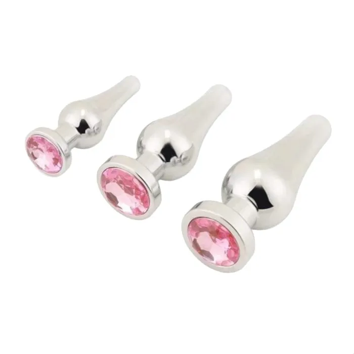 Love Plugs Anal Silver ConeShaped Princess Jeweled 3Piece Set Trainer Huge
