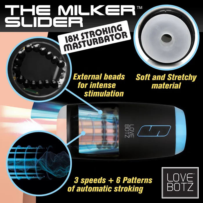 LoveBotz Male Sex Toys The Milker Slider 18X Stroking Masturbator