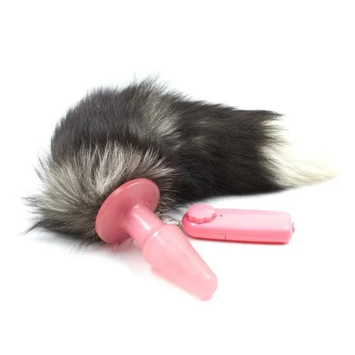 Lovegasm Anal Vibrating Fox Tail Plug Seductive Vibrating Pink Plastic Tail Plug