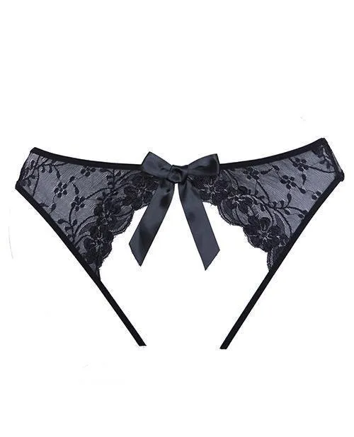 Anal Allure Lingerie Lp Adore Sheer Teaz Open Panty Black Os