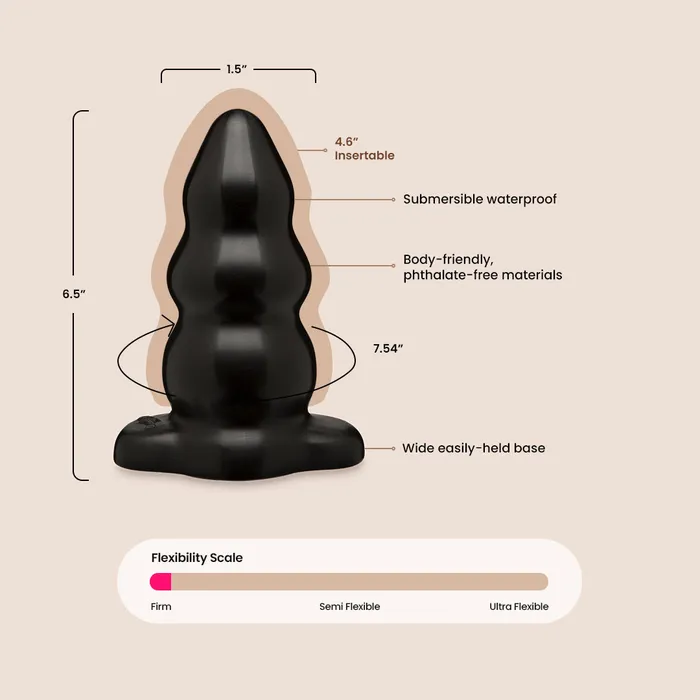 Anal Doc Johnson Enterprises Classic Triple Ripple Butt Plug wide base