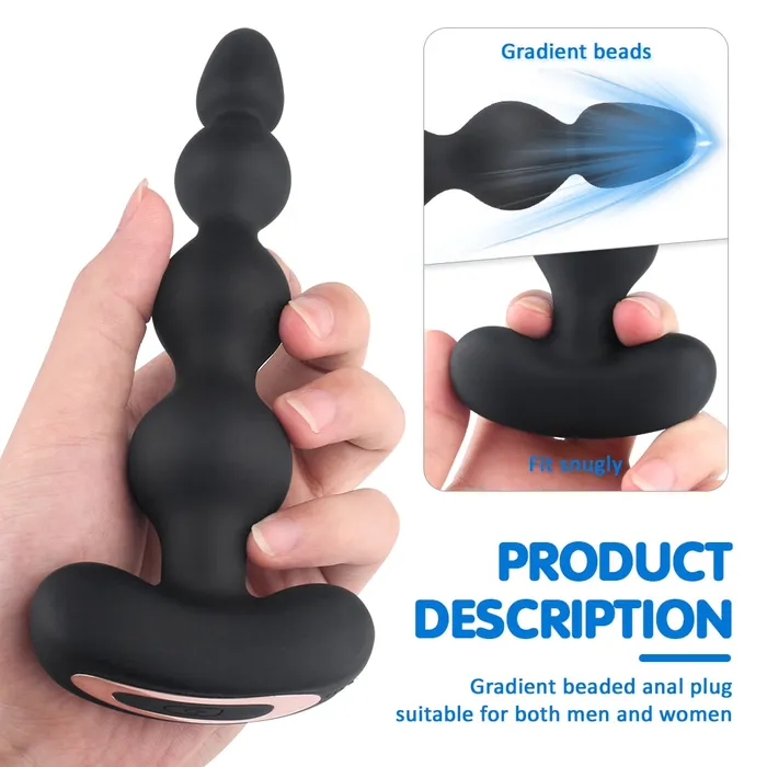 Anal Remote Control 9 Modes Butt Plug Anal Gradient Beads Fit Snugly Orgasm YOSPOSS