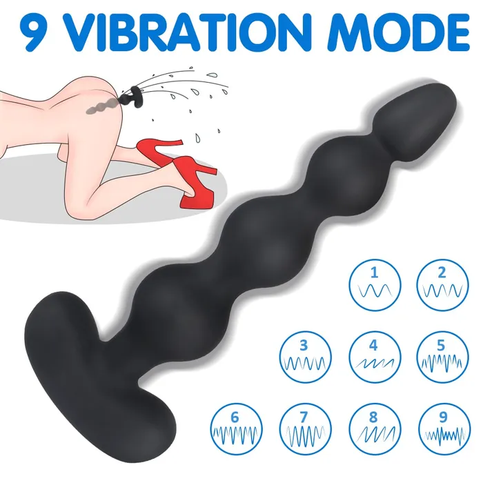 Anal Remote Control 9 Modes Butt Plug Anal Gradient Beads Fit Snugly Orgasm YOSPOSS