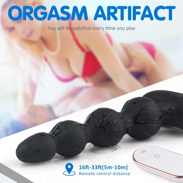 Anal Remote Control 9 Modes Butt Plug Anal Gradient Beads Fit Snugly Orgasm YOSPOSS