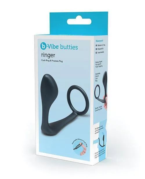Cotr INC Anal BVibe Butties Ringer Cock Ring Prostate Plug Black
