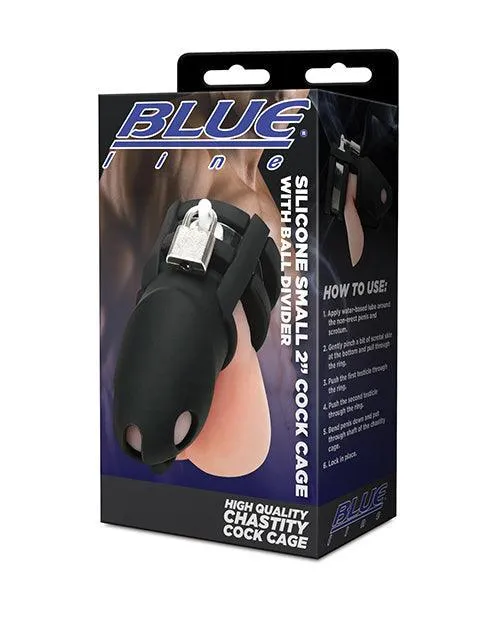 Electric Eel INC Male Sex Toys Blue Line 2 Silicone Cock Cage wBall Divider Small Electric Eel INC Male Sex Toys Blue Line 2 Silicone Cock Cage wBall Divider Small