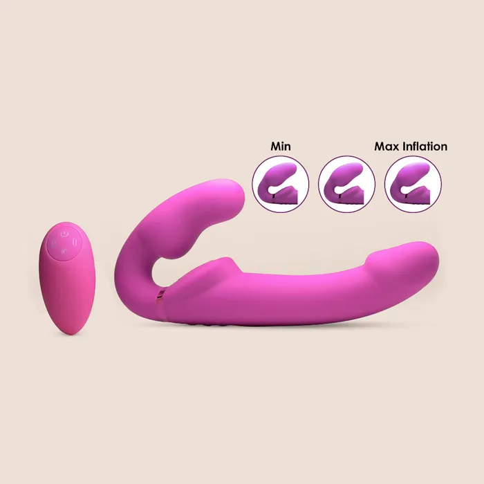 Inflatable ErgoFit Strapless StrapOn remote controlled XR Brands Female Sex Toys