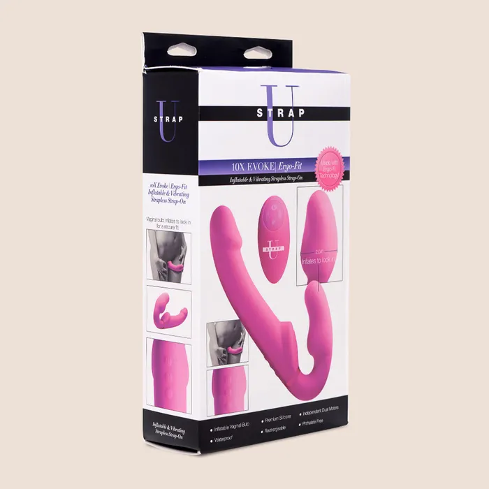 Inflatable ErgoFit Strapless StrapOn remote controlled XR Brands Female Sex Toys