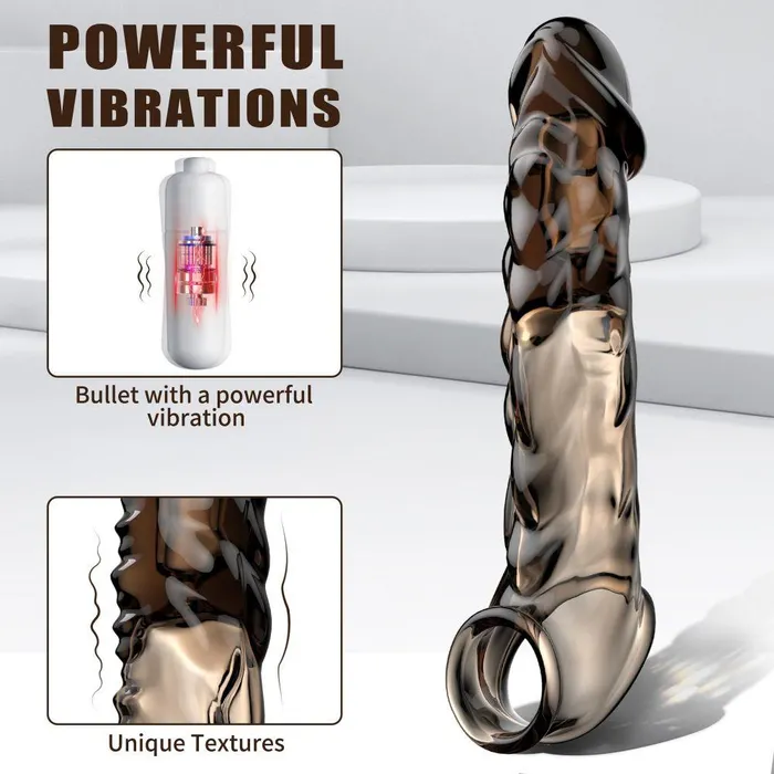 Male Sex Toys propinkup 36 Extra Inches Penis Extender Reusable Vibrator Penis Sleeve with Cock Ring
