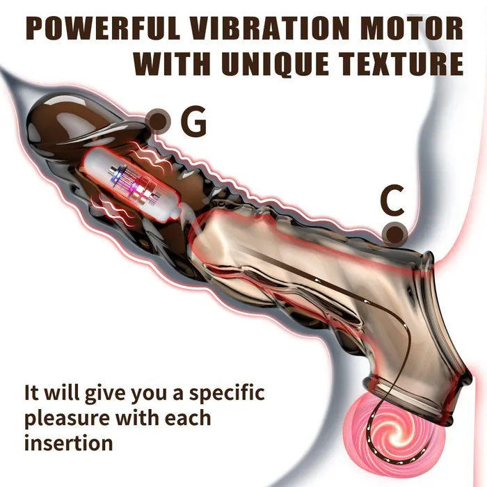 Male Sex Toys propinkup 36 Extra Inches Penis Extender Reusable Vibrator Penis Sleeve with Cock Ring