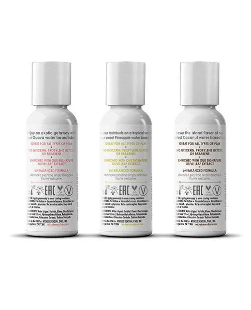 Male Sex Toys Wicked Sensual Care Tropical Trio Travel Size Flavored Lubes 1 oz Bottles Wicked Sensual Care