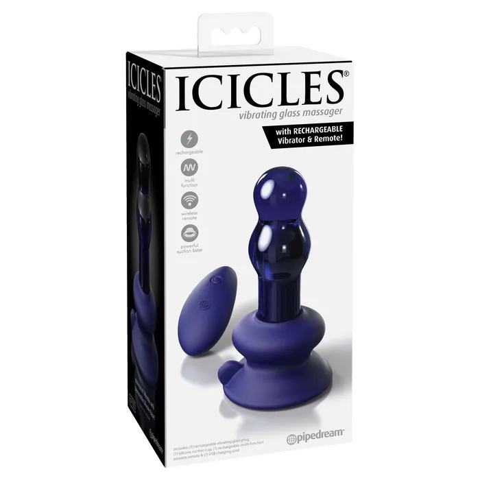 Pipedream Female Sex Toys Pipedream Icicles No 83 Remote Control Vibrating Glass Massager Blue Pipedream Female Sex Toys Pipedream Icicles No 83 Remote Control Vibrating Glass Massager Blue