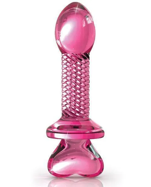Pipedream Products Anal Icicles No 82 Hand Blown Glass Butt Plug Ribbedpink