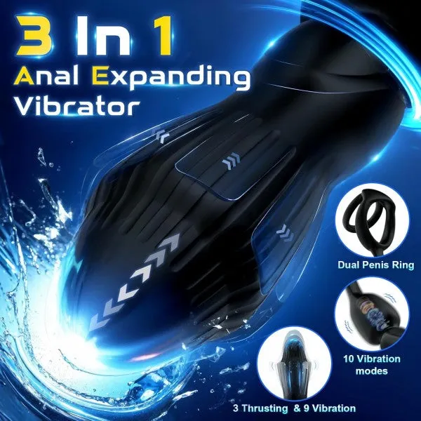 propinkup Male Sex Toys Starship Thrusting Anal Expansion Prostate Massager Vibrating Anal Vibrator Butt Plugs with Penis Rings Adult Sex Toys for Men